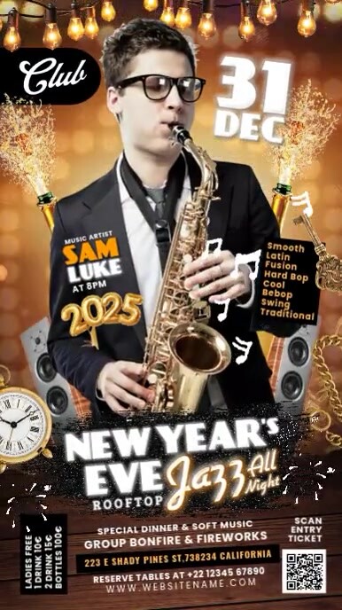 New Year Eve Jazz Night Display Template | PosterMyWall
