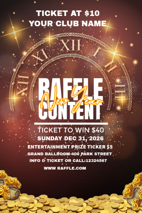 New Year Raffle Event Posters Template | PosterMyWall