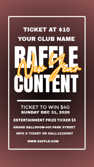 New Year Eve Raffle Content Template | PosterMyWall