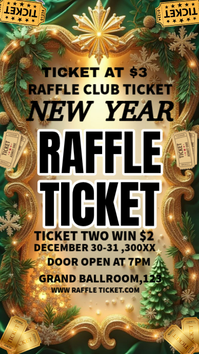 New Year Eve Raffle Ticket Template | PosterMyWall