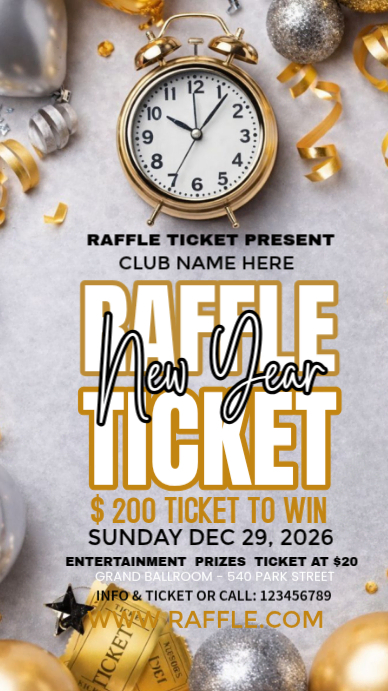 New Year Eve Raffle Ticket Template | PosterMyWall