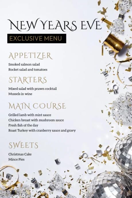 Copy of New Year Exclusive Menu | PosterMyWall