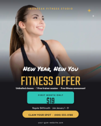 Black New Year Fitness Offer Instagram Portrait Template