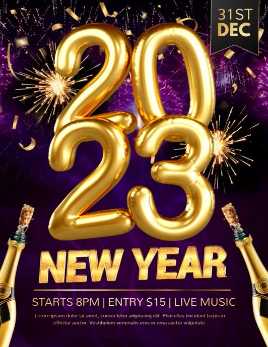 new year flyer, new year, new year video Ulotka (US Letter) template