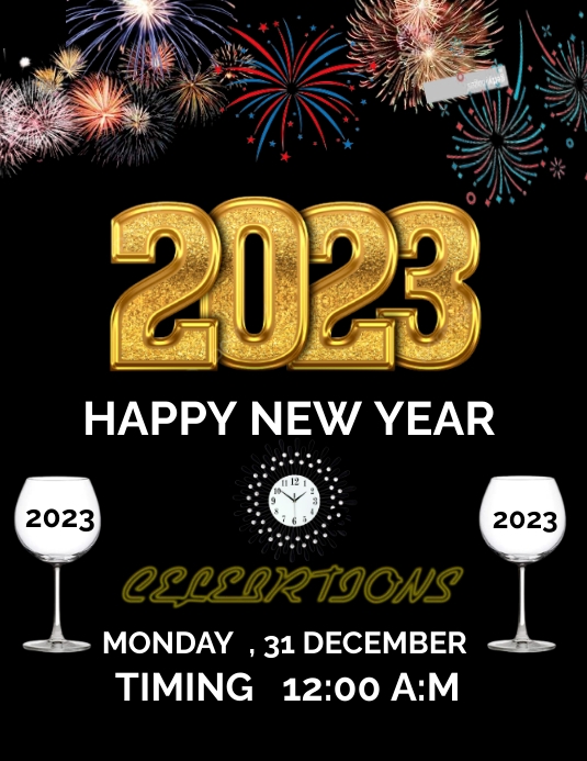 NEW YEAR FLYER Pamflet (Letter AS) template