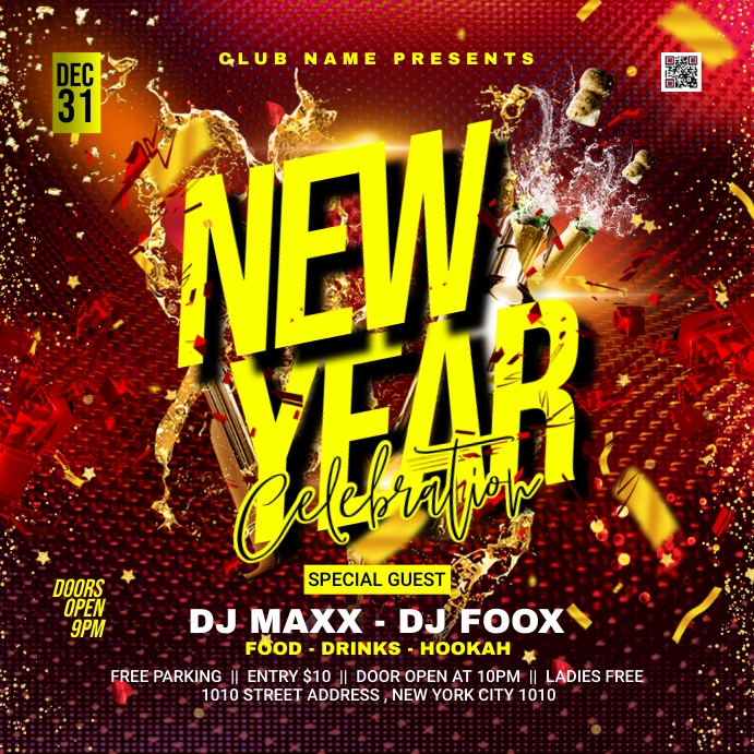 new year flyer Instagram na Post template