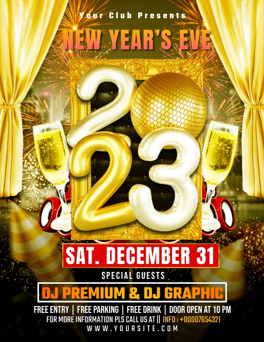 New Year Flyer Folheto (US Letter) template