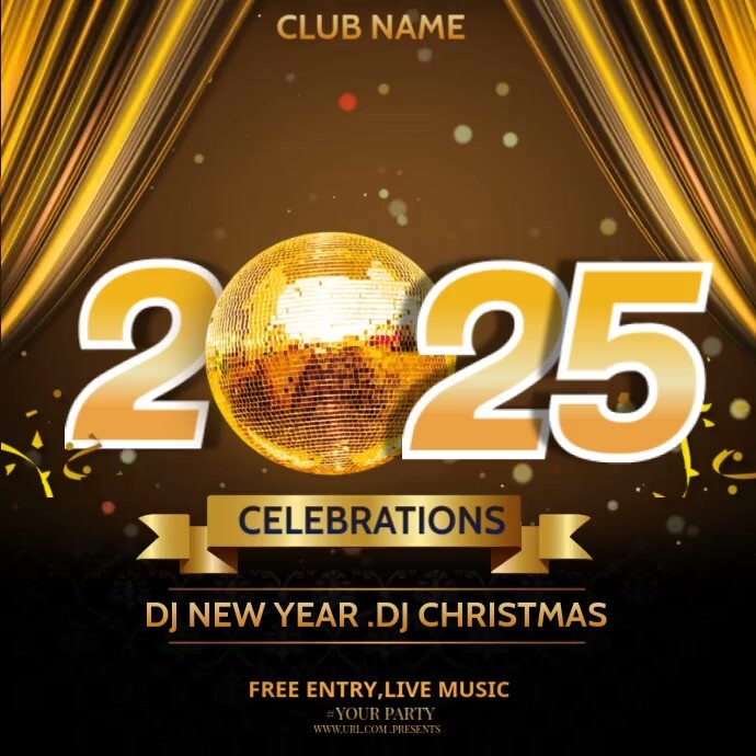 New year flyers 2025 Square (1:1) template