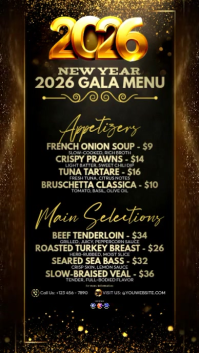 New Year Gala Dinner Menu История на Instagram template