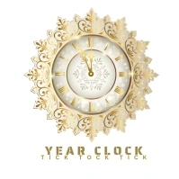 New Year Gold Clock Logo template