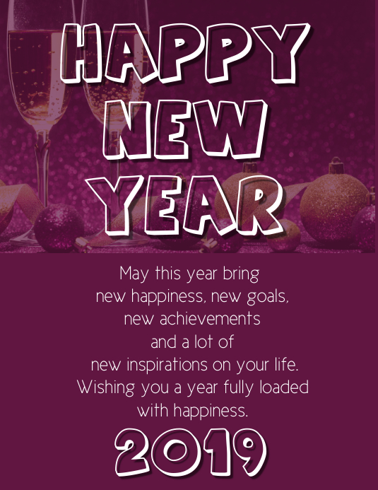 new year greeting cards Flyer (format US Letter) template