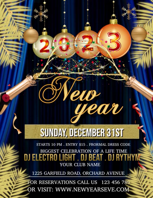 new year i, new year event Pamflet (Letter AS) template