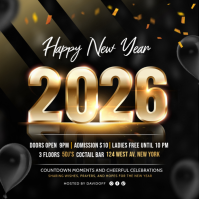 Zwart New Year Celebration โพสต์บน Instagram Template