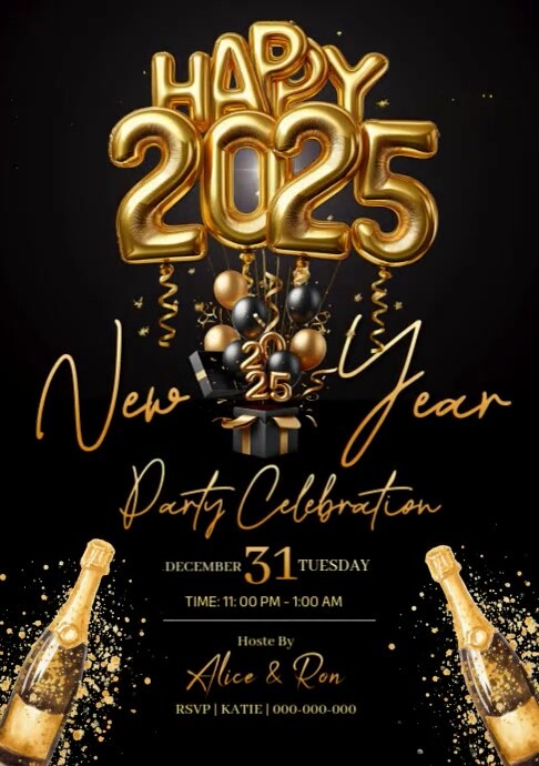 New Year Invitation A4 template