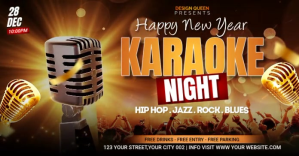 new year karaoke video ads flyer Facebook Shared Image template