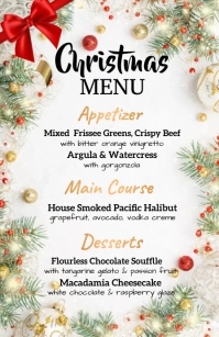 new year menu, christmas menu, menu Half Page Wide template