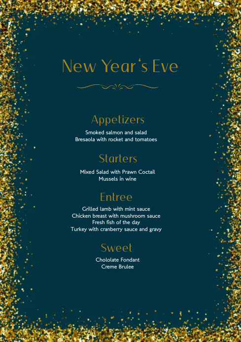 New Year Menu and Events Template | PosterMyWall