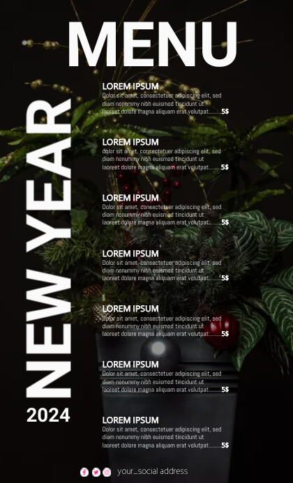 new year menu 美国正规 template