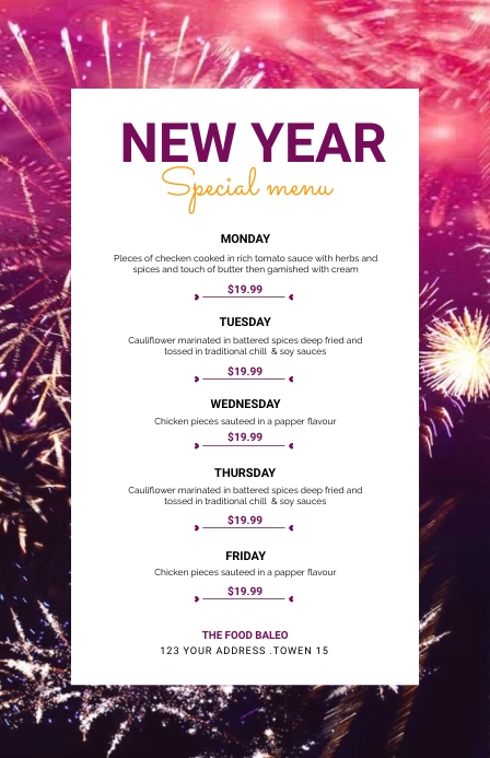 New Year Menu Template | PosterMyWall