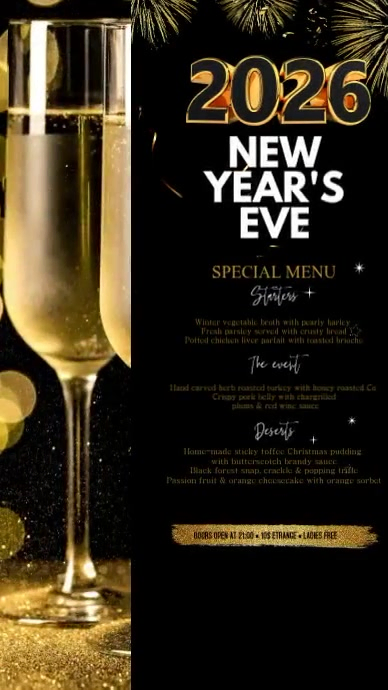 New Year Menu Цифровой дисплей (9 : 16) template