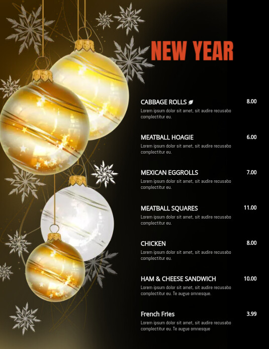 new year menu Template | PosterMyWall