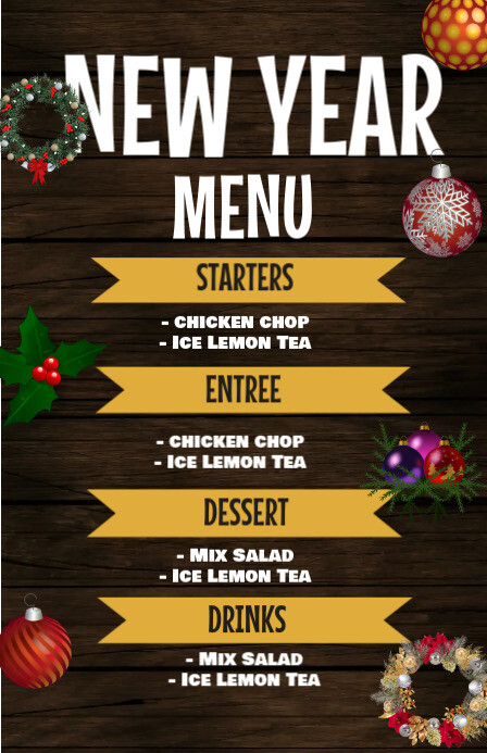 new year menu Template | PosterMyWall