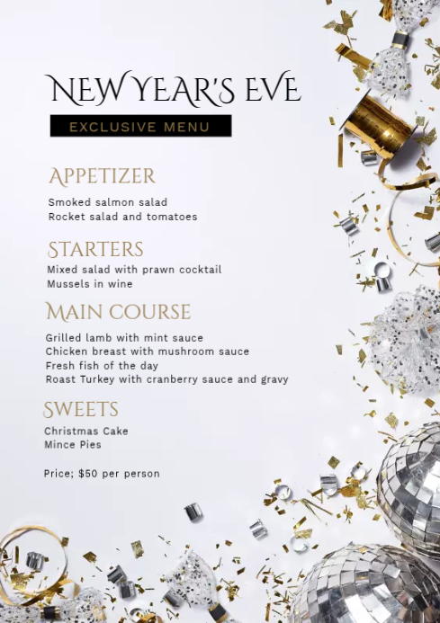 New Year Menu Template | PosterMyWall