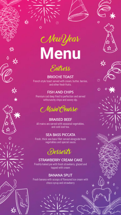 NEW YEAR MENU WhatsApp Status template
