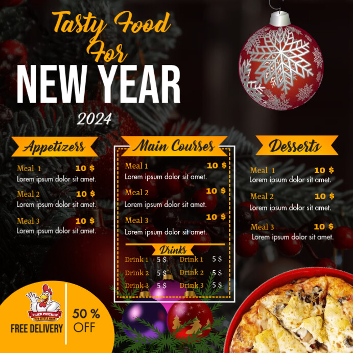 new year menu Template | PosterMyWall