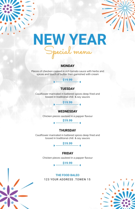 New Year Menu Template | PosterMyWall