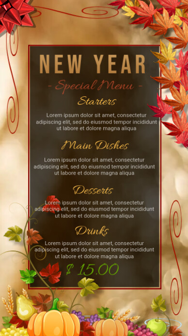 New year Menu Template | PosterMyWall