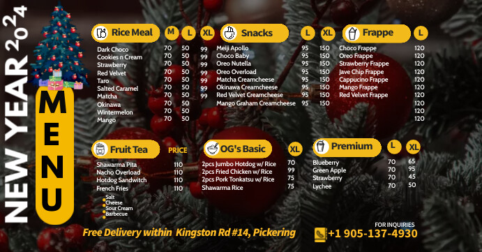 new year menu Facebook Event Cover template