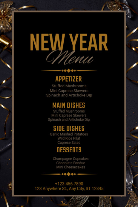 New Year Menu Dishes Poster Templat | PosterMyWall