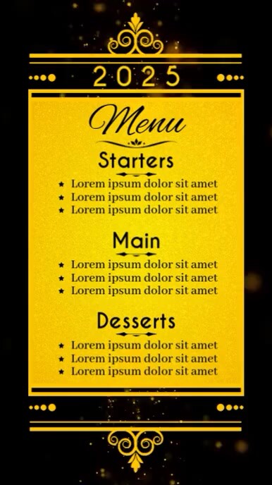 New Year Menu Template 2025 Video Instagram Ad Design
