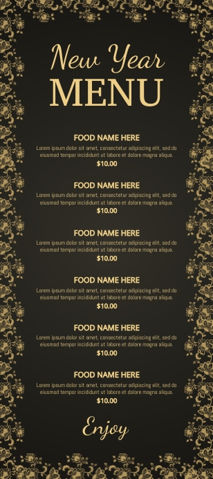 New year menu template | PosterMyWall