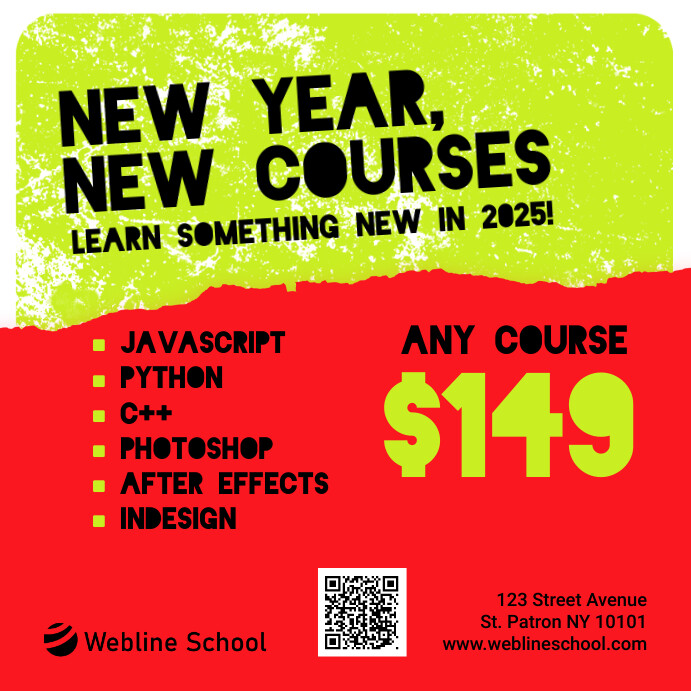 New Year New Courses education template | PosterMyWall