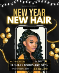 New Year New Hair Flyer Template | Hair Stylist Booking Instagram Post