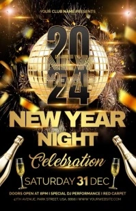 new year night celebration video flyer Tabloid template