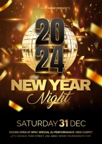 new year night video ads flyer A6 template