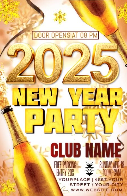 new year party Halfbladsy Breed template