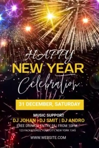 New year party Pinterest Graphic template