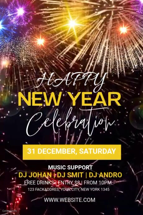 New year party Pinterest Graphic template