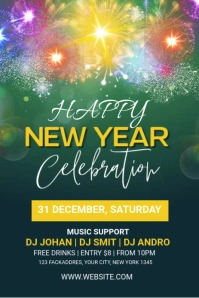 New year party Gráfico de Pinterest template