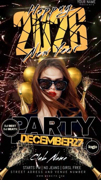 New Year Party Event Template เรื่องราวบน Instagram