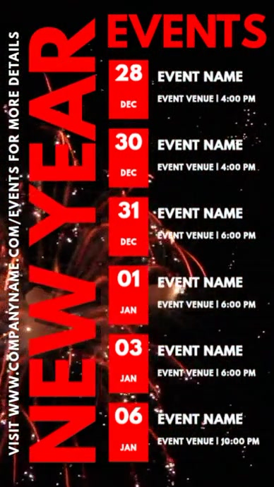 New Year Party Events Digital Template Digitalt display (9:16)