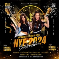 New year party flyer Quadrat (1:1) template
