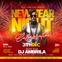 New Year Party flyer Square (1:1) template