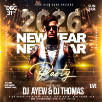 New Year Party flyer Square (1:1) template