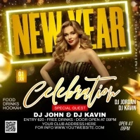 New year party flyer Message Instagram template