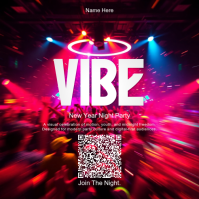 New Year Party Instagram Square with Retro Maximalist Club Style template